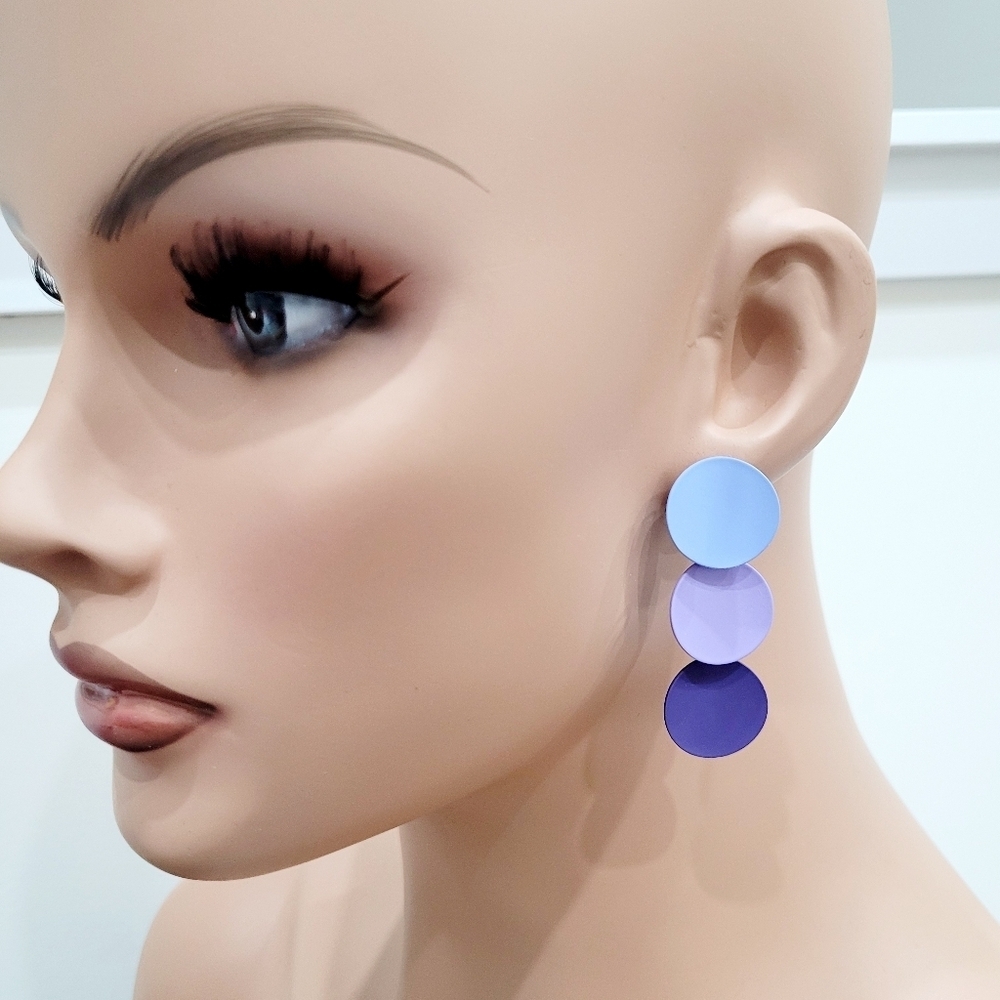 Brand New Round Purple Dangle Earrings